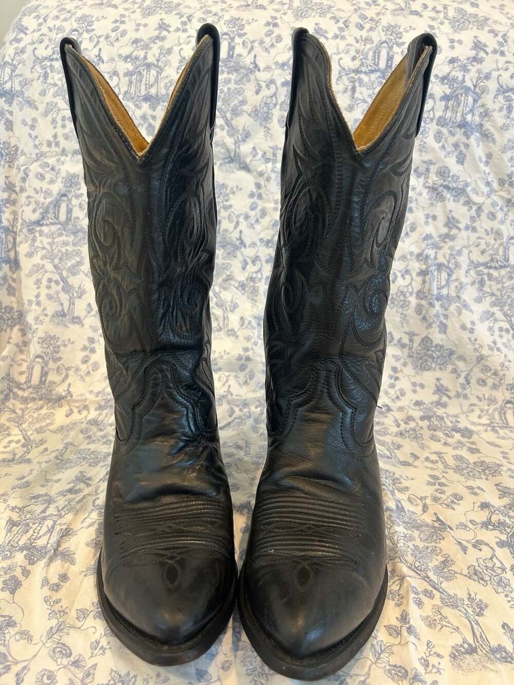 Vintage Acme Cowboy Boots Mens 9 D Black Leather Made in USA Style 6105